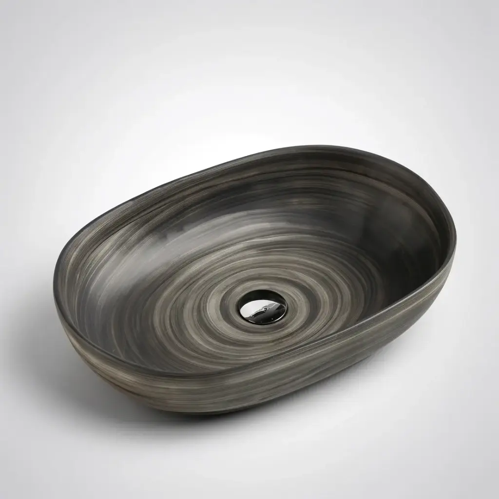 585*400*125mm Oval Tornado Black  Above Counter Basin
