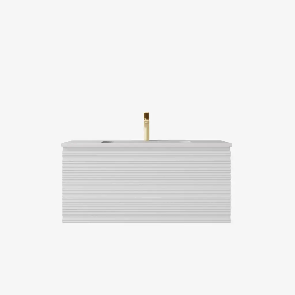 [56638] 590x455x400mm Matte White Sedona Modern Fluted Wall Hung PVC Cabinet