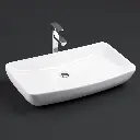 600x385x130mm Rectangle Gloss White Ceramic Above Counter Basin Non-overflow