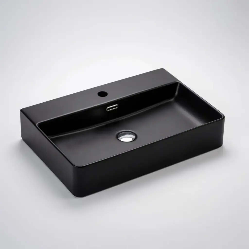 [50036] 600*420*120mm Matt Black Wall Hung Rectangular Basin