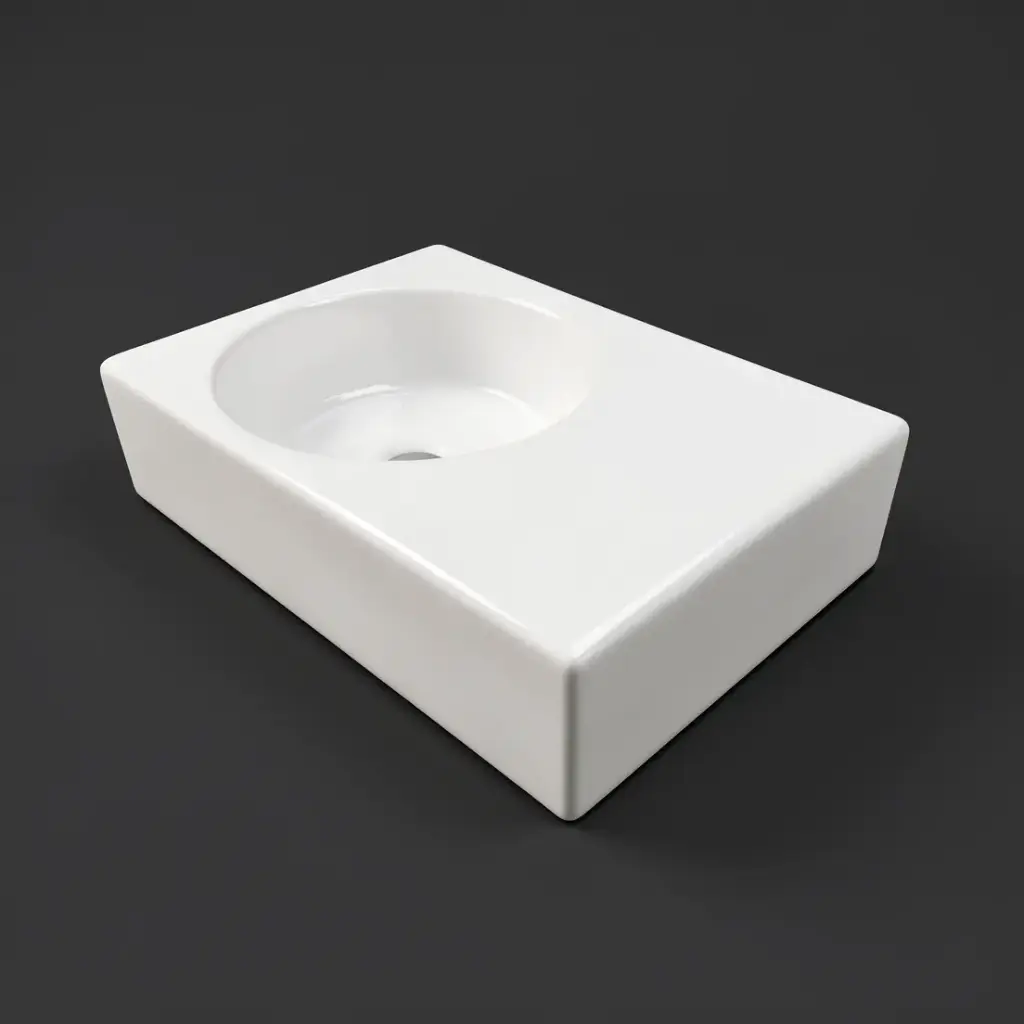 [43716] 600x425x168mm Gloss White Art Round Wall Hung Right Hand Side Basin