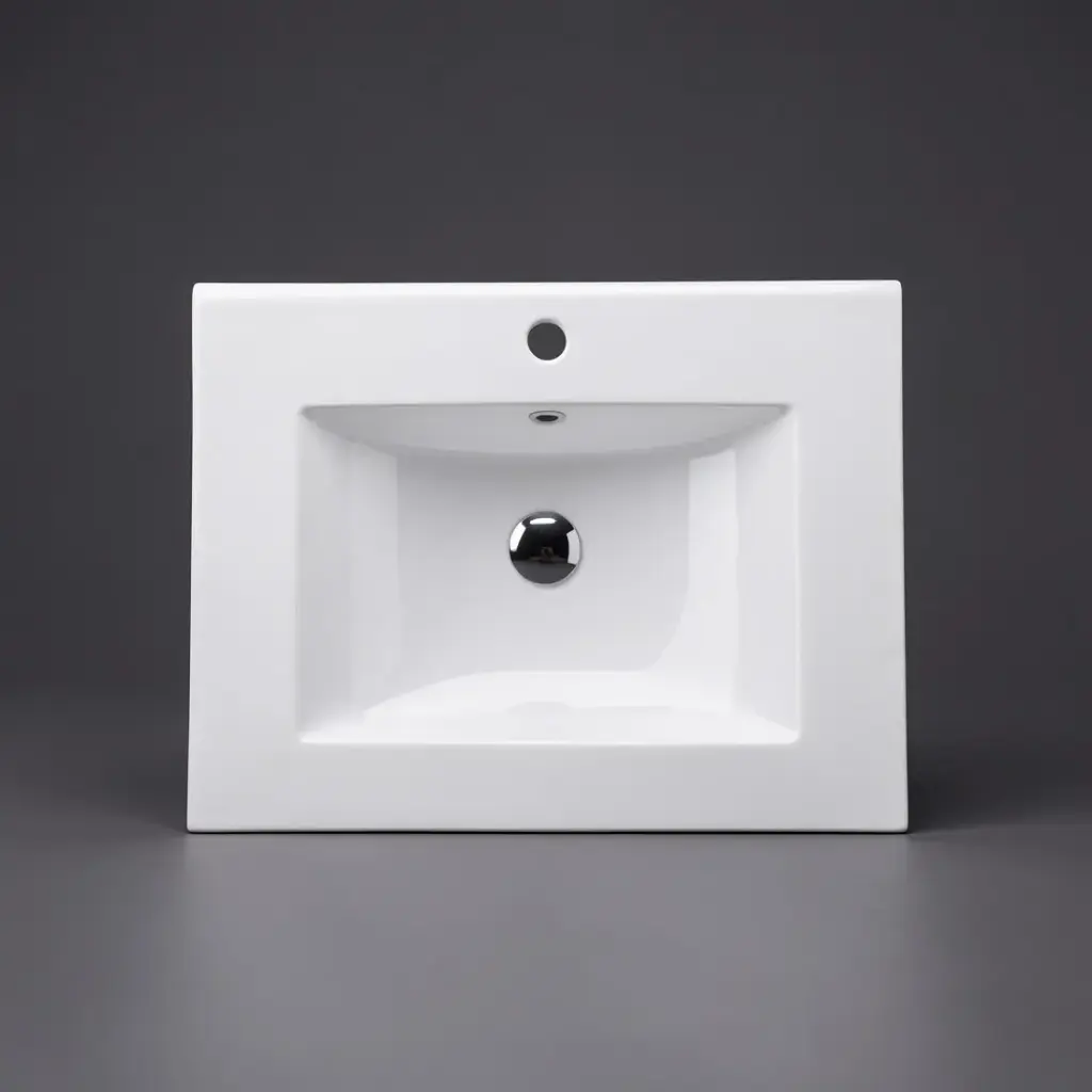 [50131] 600*470*180mm Gloss White Ceramic Top With Mixer Hole