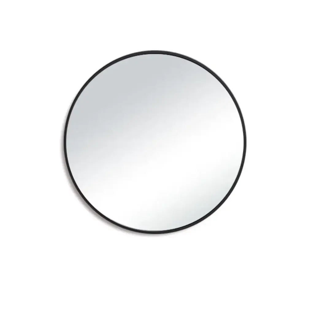 [85016/PM600MB] 600mm Pencil Edge Round Plain Mirror Matte Black Framed