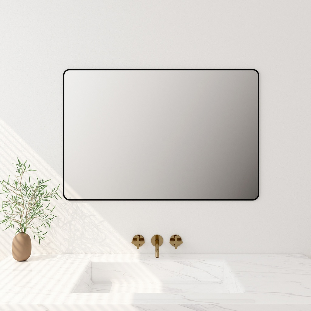 [50240] 600*750*30mm Matt Black Aluminum Framed Rectangular Mirror