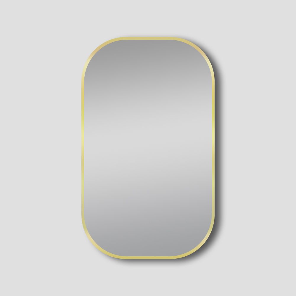 [41411] 600*900mm Brushed Gold Rounded Rectangular Framed Mirror