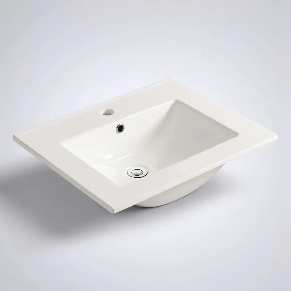[90101/CT6046] 600mm Ceramic Top for Bathroom Vanity Gloss White