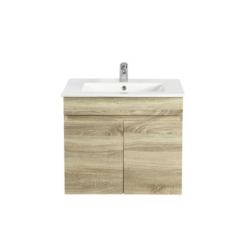 600mm Slim White Oak MDF Wall Hung Bathroom Vanity Cabinet Only 2 Doors