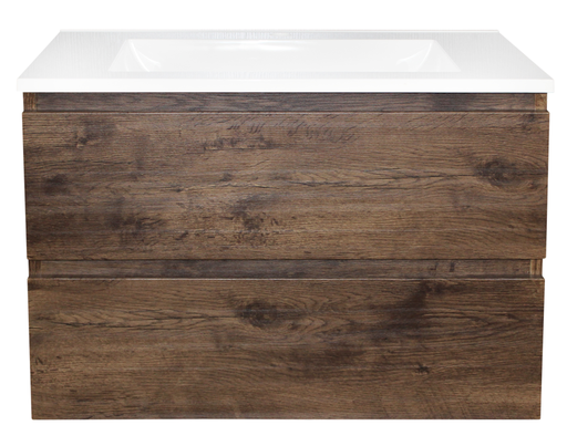 600mm Dark Oak MDF 2 Drawers Wall Hung Bathroom Vanity Cabinet Only