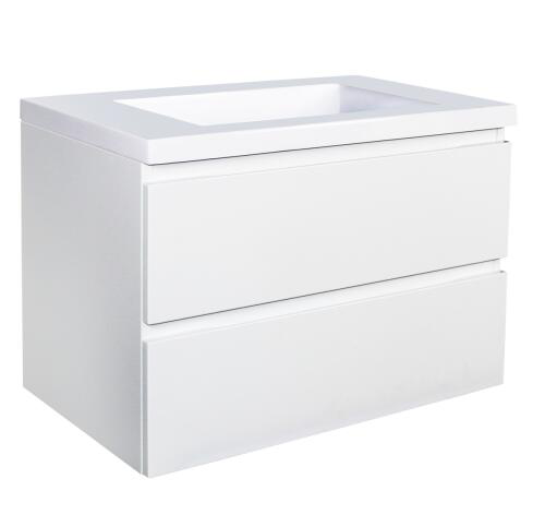 600mm Matte White MDF 2 Drawers Wall Hung Bathroom Vanity Cabinet Only