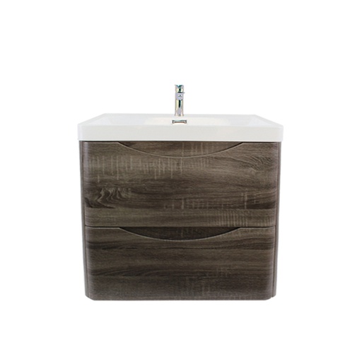 [93234/OW600DG] 600mm Dark Grey MDF Board with PVC Vacuum Filmed Two Drawers Curved Wall Hung Vanity