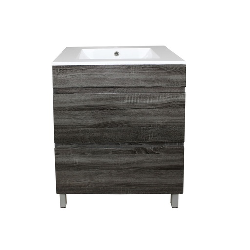 [93034/DG6046L] 600mm Dark Grey MDF 2 Drawers Freestanding Bathroom Vanity Cabinet Only