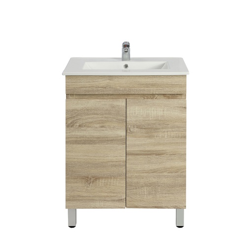 600mm White Oak MDF Freestanding Bathroom Vanity Cabinet Only 2 Doors