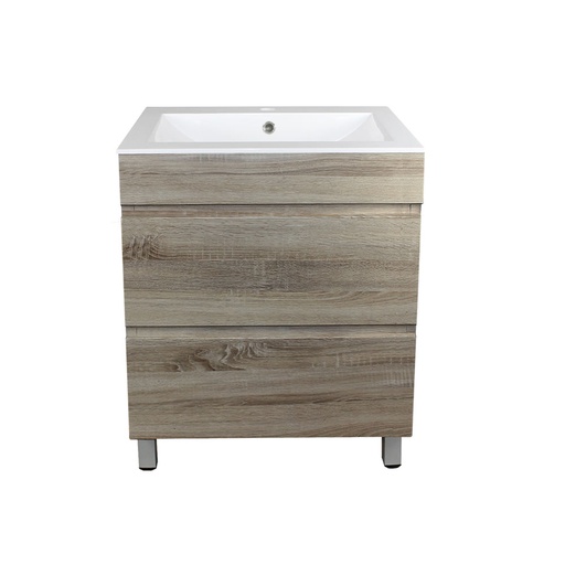 [93033/WO6046L] 600mm White Oak MDF 2 Drawers Freestanding Bathroom Vanity Cabinet Only