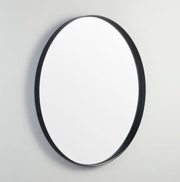 [55895] 600X600X35mm Matte Black Orbis Frame Mirror