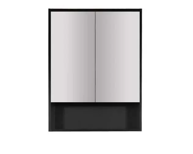 [50679] 600x150x780mm Hera Black Oak MDF Shaving Cabinet With Two Doors Two Fixed Shelves
