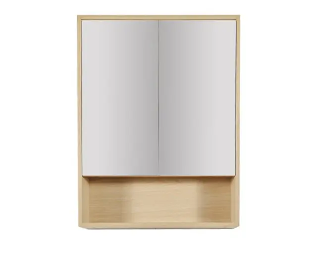 [50680] 600x150x780mm Hera Tas Oak MDF Shaving Cabinet With Two Doors Two Fixed Shelves