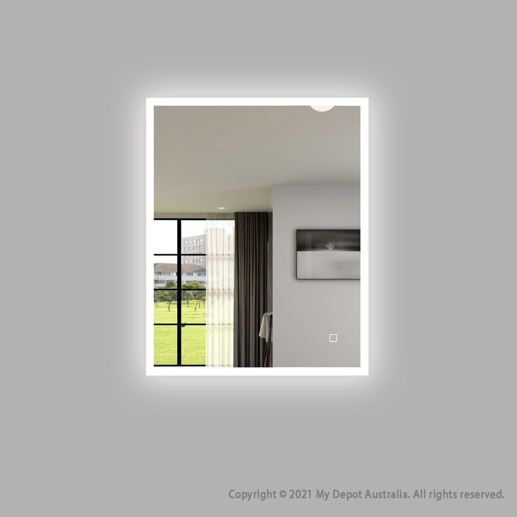 [86107/UL6075ASM] 600x750mm Square Rim Rectangle 3 Color Frontlit LED Mirror With Touch Sensor Switch