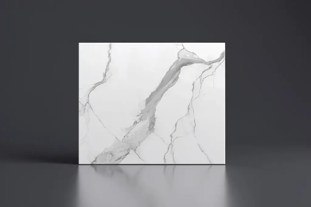 [90169/K65ST-WM] 600mm White Marble Look Sintered Stone Top Matte Finish Benchtop