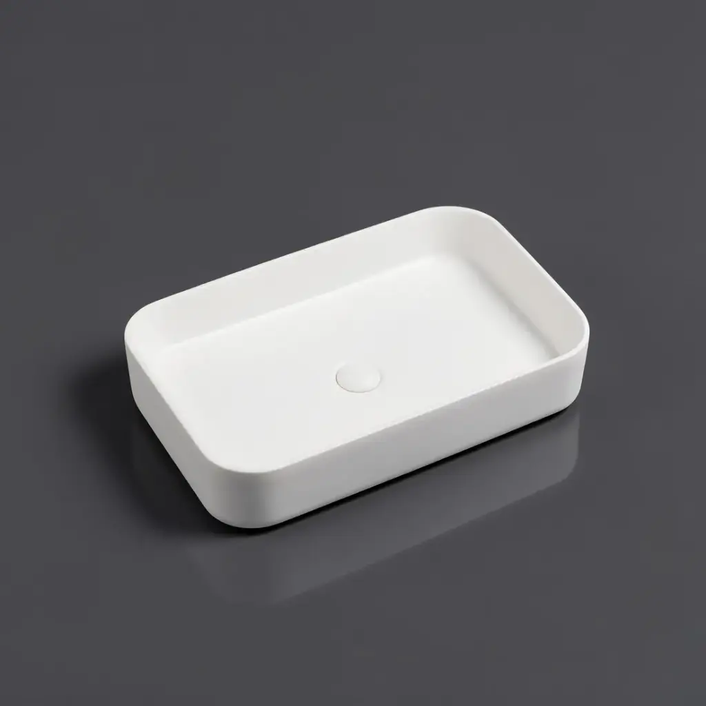 [55457] 605*375*113mm Matte White Kliff Fine Ceramic Above Counter Basin No Overflow,32mm Waste