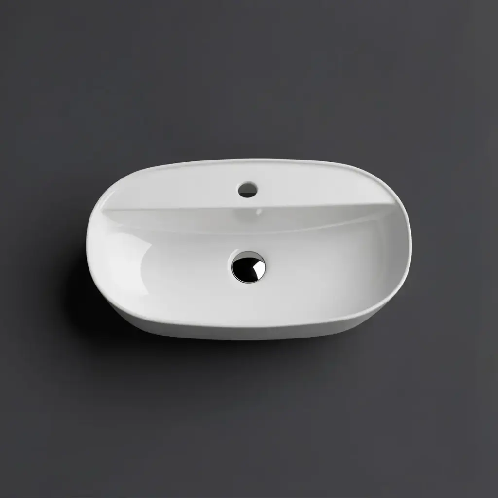 [50080] 605*385*120mm Above Counter Oval Basin With Mixer Hole