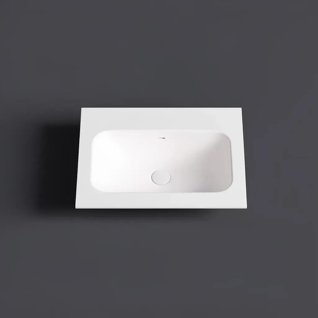 [56072] 605X465X145 Matte White Chasey Solid Surface Stone Basin