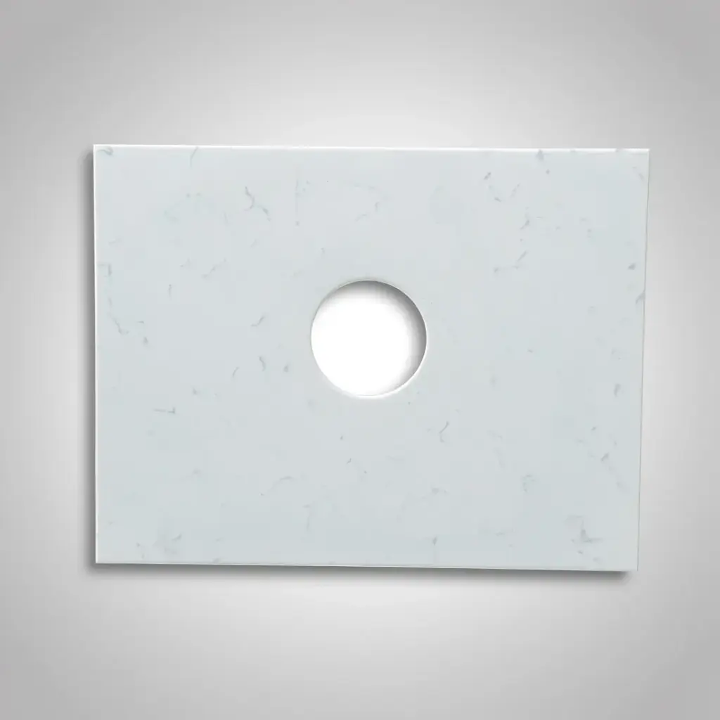 [50697] 605x465x15mm Carrara White Zero Silica Quartz Square Corner Stone Top