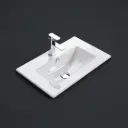 610*365*165mm Gloss White Crete Fine Ceramic Slim Counter Top One Tap Hole Overflow,32mm Waste