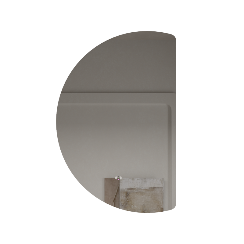 [86138/HM10066BM-R] 1000mm Half-Moon 3 Color Backlit LED Mirror with Touchless Sensor Switch Flat Right Side