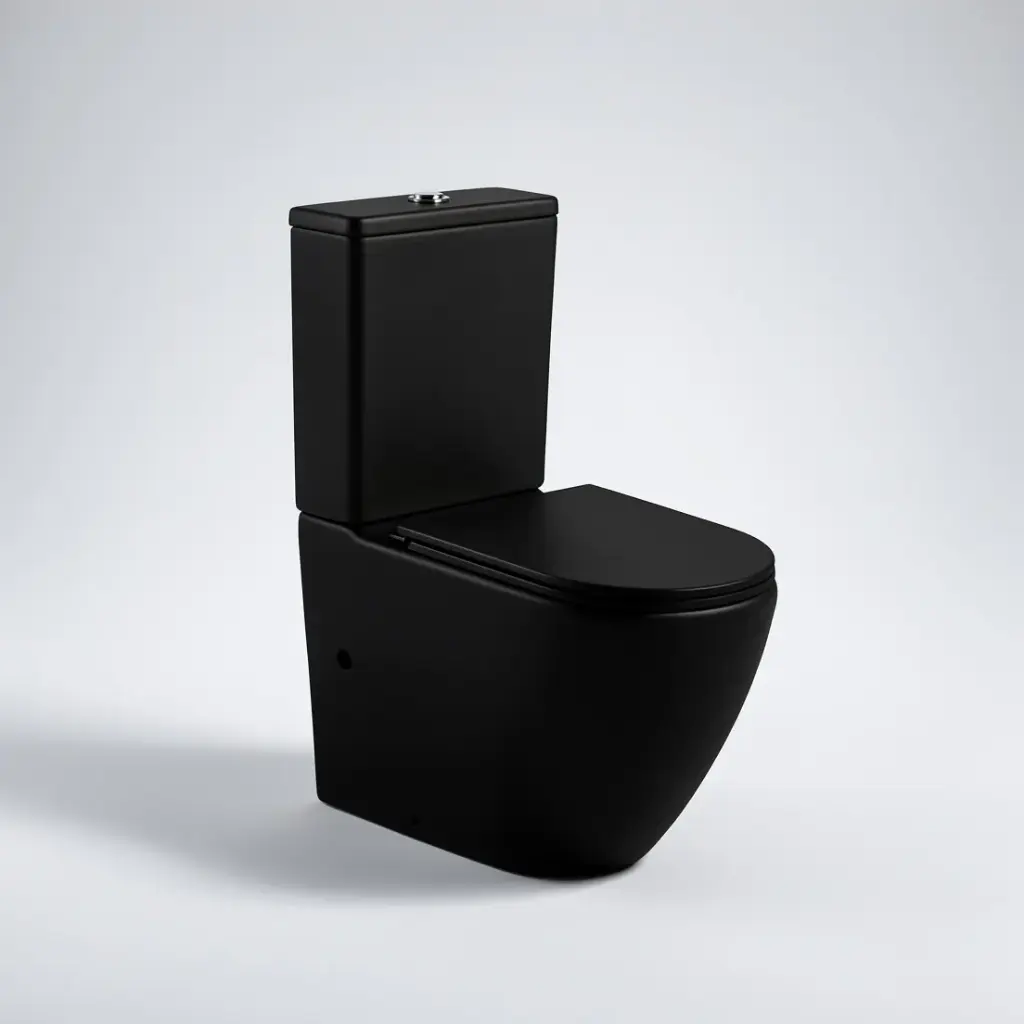 [50708] 665x380x845mm Hani Rimless Matte Black  Back To Wall Toilet Suite With Slim UF Seat Cover