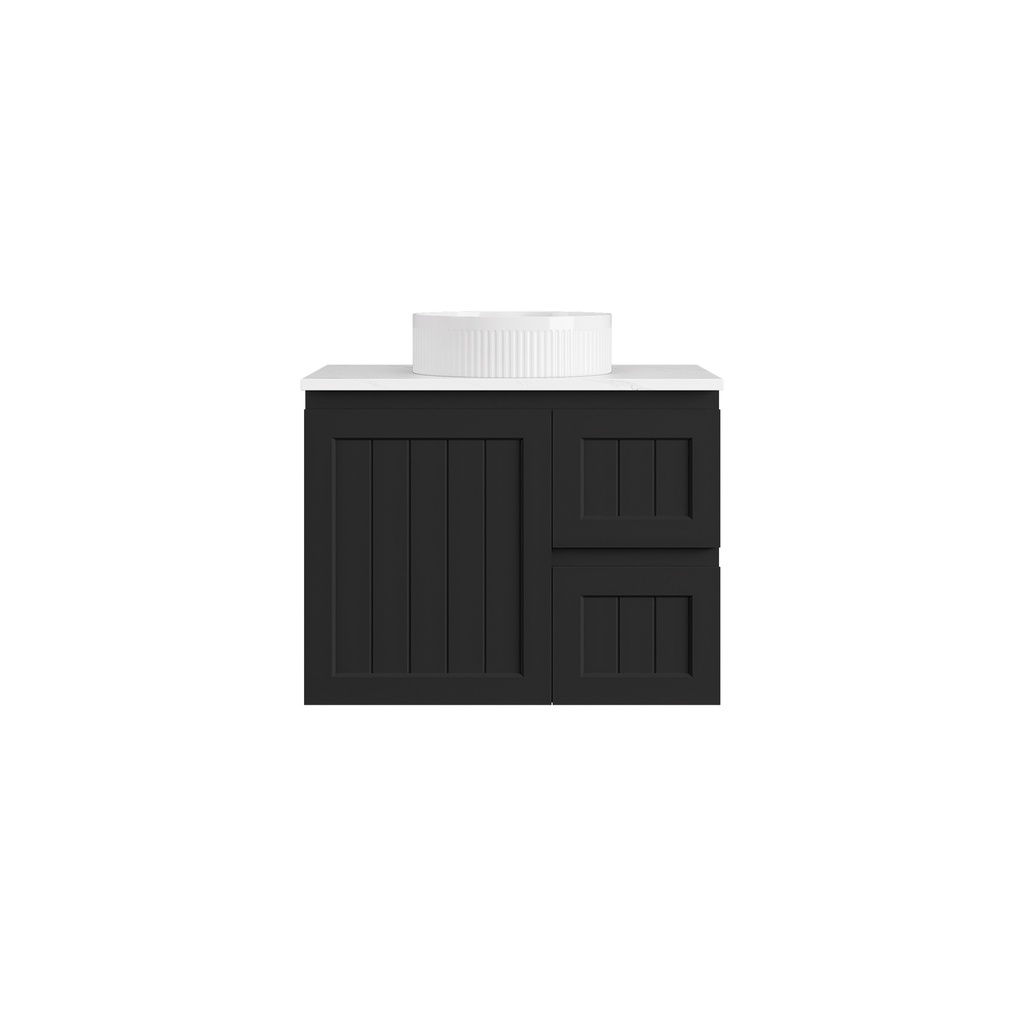 [56738] 740*360*560mm Matte Black Archill Federation Wall Hung Ensuite PVC Cabinet Right Hand Drawer