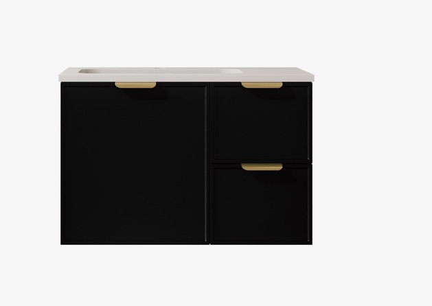 [56461] 740*455*560mm Matte Black Madura Federation Wall Hung PVC Cabinet,Right Hand Drawers