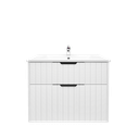 750mm Aria Matte White Mdf Two Drawers Wall Hung Bathroom Vanity Cabinet Only With Handle