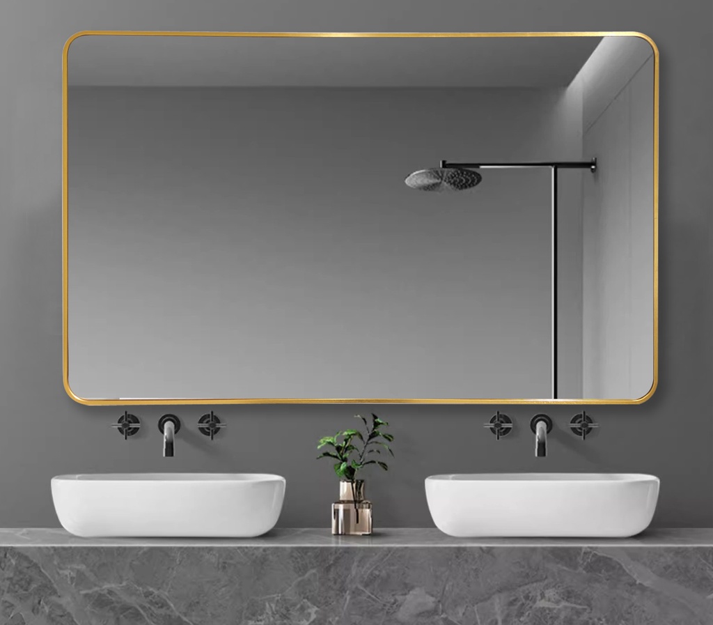 [50237] 750*1200*30mm Brushed Golden Aluminum Framed Rectangular Mirror