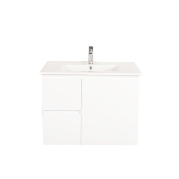 750*450*560mm Wall Hung Gloss White Vanity Left Drawer With Ceramic Top