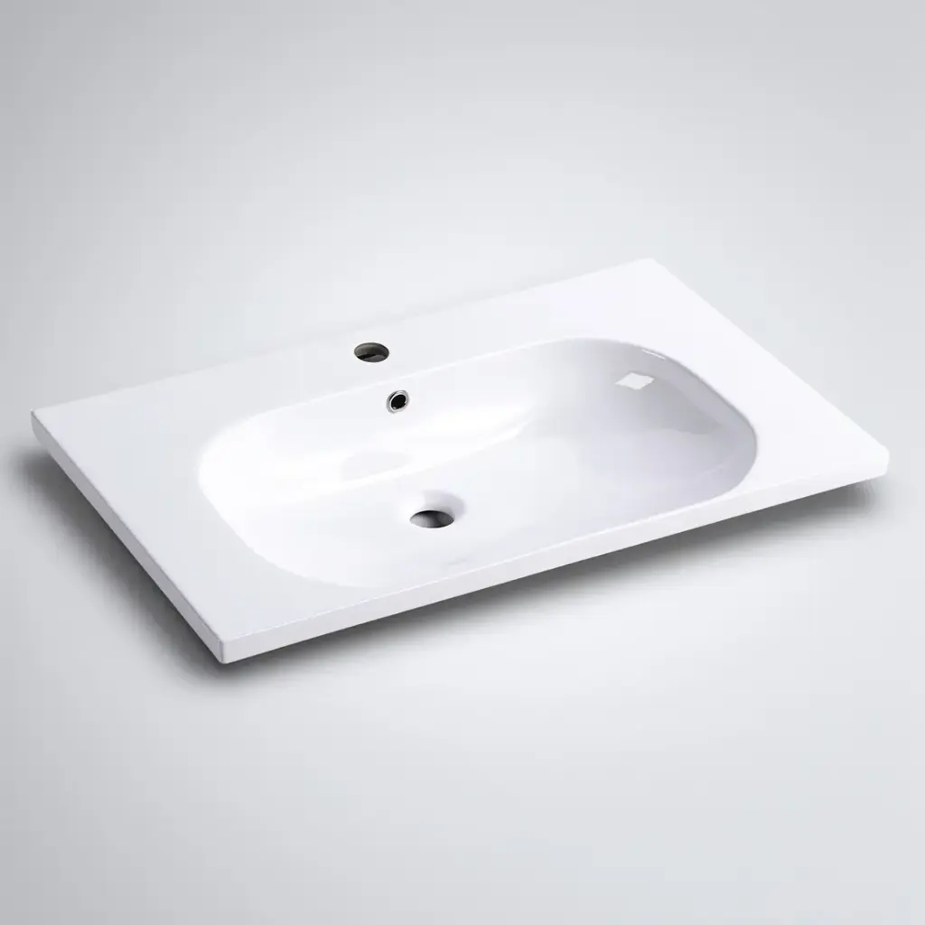 [90165/OT-750] 750mm Moon Basin Round Bowl Gloss White Ceramic Top