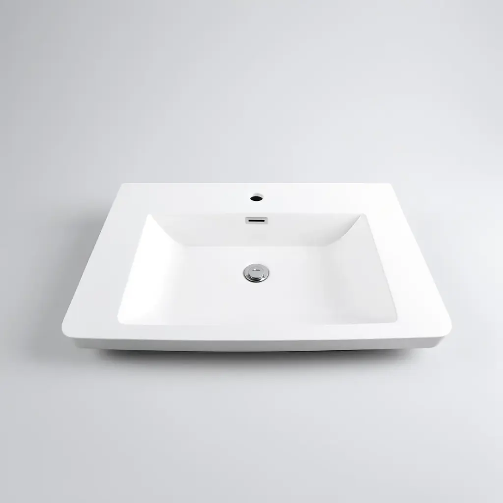 [90114/OW750PT] 750mm O Shape Basin Poly Marble Top Round Edge