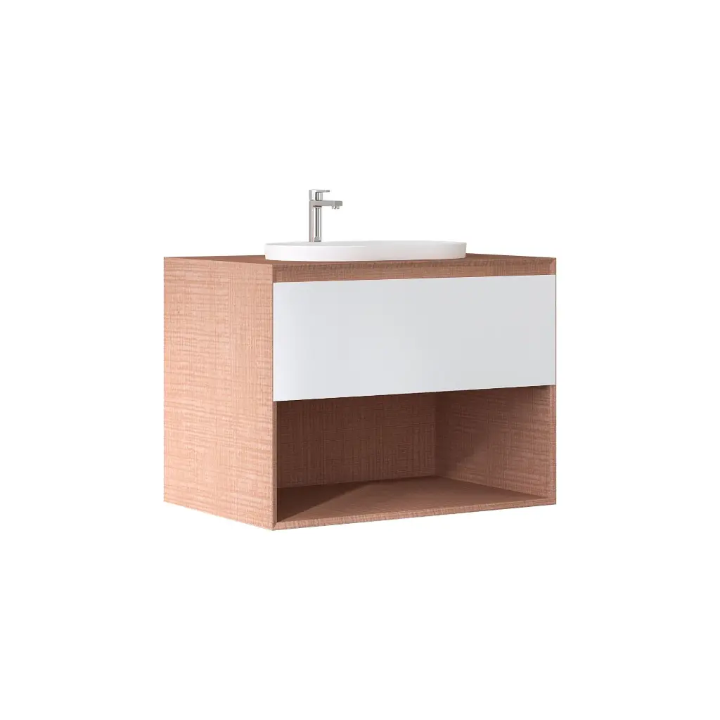 750*540*560mm Wall Hung Costa Oak Woodgrain Vanity With Cosy 60 Basin
