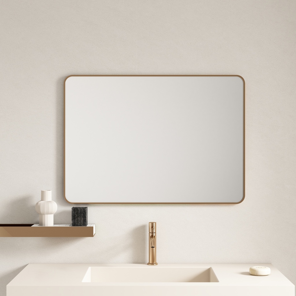 [50241] 750*900*30mm Brushed Golden Aluminum Framed Rectangular Mirror