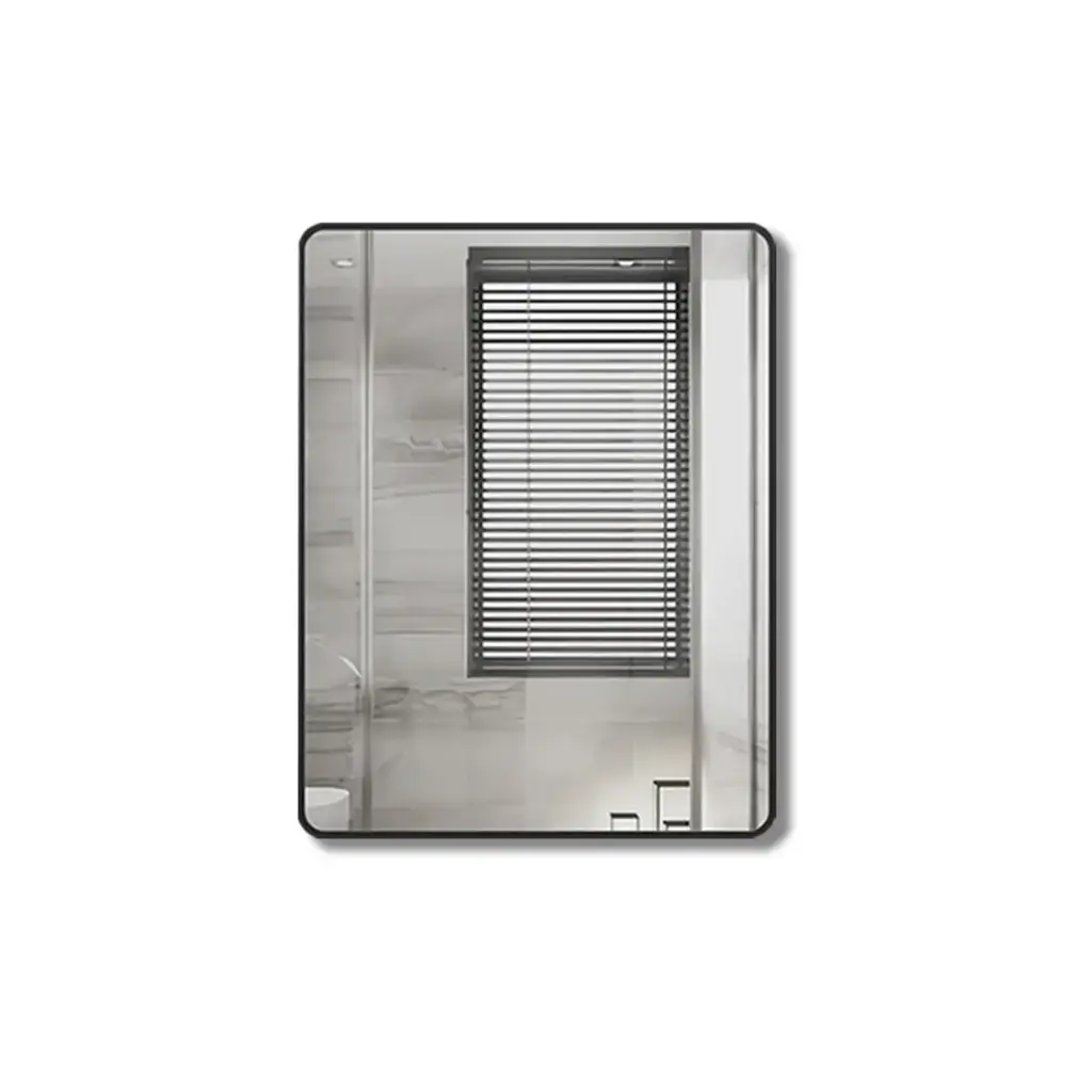 [85033/PM7590MB] 750X900mm Pencil Edge Rectangle Plain Mirror Matte Black Framed