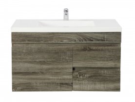 [93154/B73RW-DG] 750mm Slim Dark Grey MDF Wall Hung Bathroom Vanity Cabinet RightDrawer PVC Vacuum Filmed