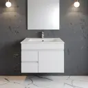 750mm Narrow Gloss White MDF 2 Left Drawers 1Right Door Wall Hung Bathroom Vanity Cabinet Only