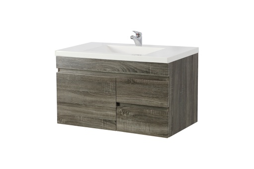 [93146/B74RW-DG] 750mm Dark Grey MDF Wall Hung Bathroom Vanity Cabinet Right Drawer PVC Vacuum Filmed