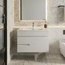 750mm Gloss White MDF 2 Left Drawers 1Right Door Wall Hung Bathroom Vanity Cabinet Only