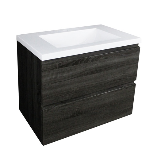 [93010/Q7546DG] 750mm Dark Grey MDF  2 Drawers Wall Hung Bathroom Vanity Cabinet Only