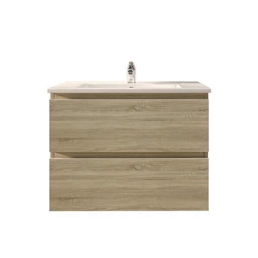 750mm White Oak MDF 2 Drawers Wall Hung Bathroom Vanity Cabinet Only