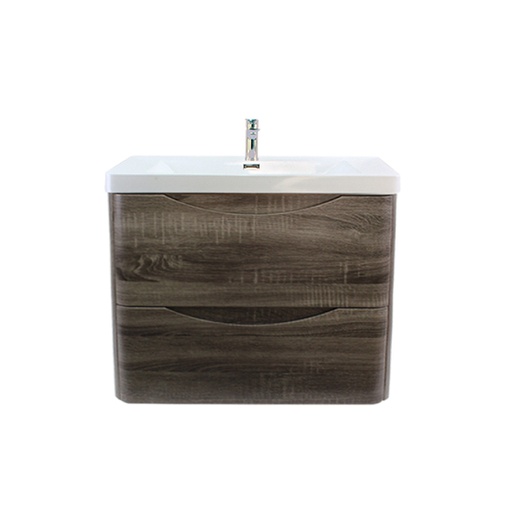 [93238/OW750DG] 750mm Dark Grey MDF Board with PVC Vacuum Filmed Two Drawers Curved Wall Hung Vanity Cabinet Only