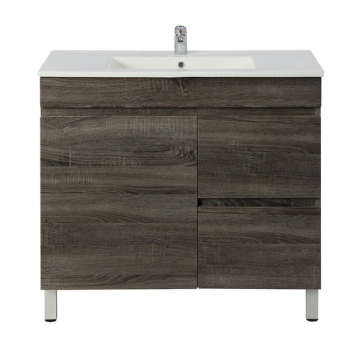 750mm Slim Dark Grey MDF Freestanding Bathroom Vanity Cabinet Only Right Drawer PVC Vacuum Filmed