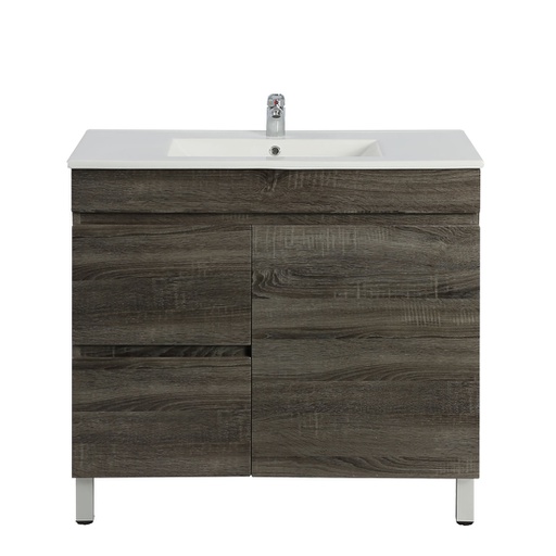 750mm Dark Grey MDF Freestanding Bathroom Vanity Cabinet Only Left Drawer PVC Vacuum Filmed