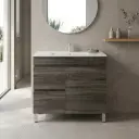 750mm Dark Grey MDF Freestanding Bathroom Vanity Cabinet Only Left Drawer PVC Vacuum Filmed
