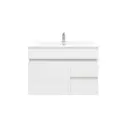 750mm Wall Hung Bathroom Vanity Cabinet Only PVC Right Drawer Gloss White